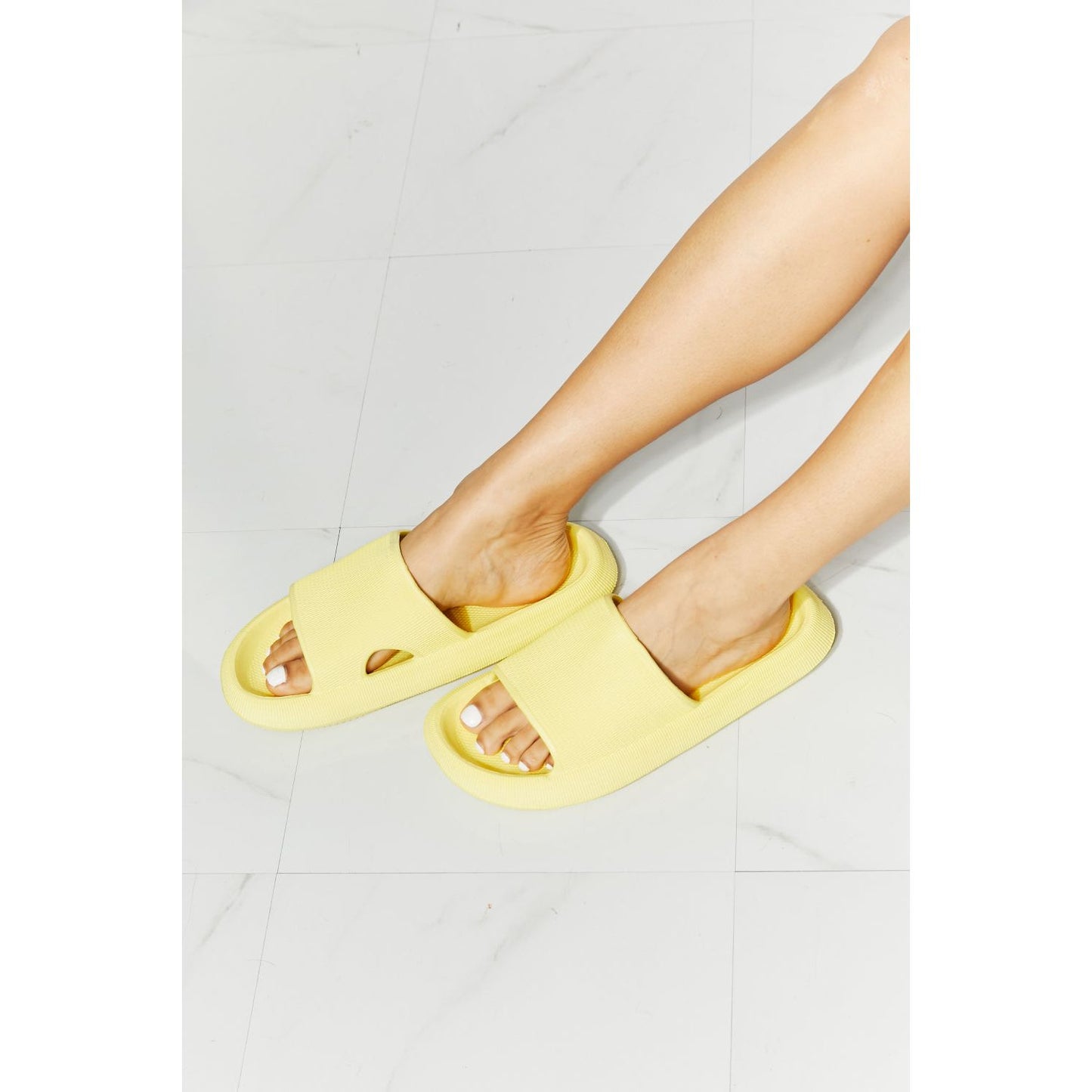 MMShoes Arms Around Me Open Toe Slide in Yellow