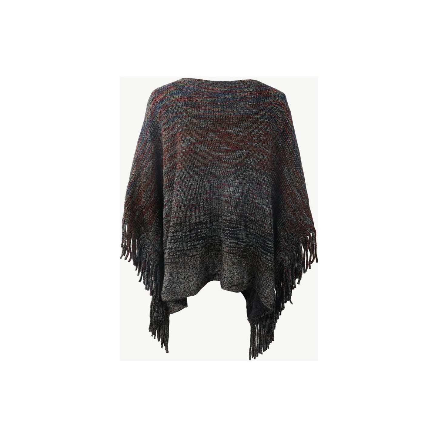 Round Neck Fringe Detail Poncho