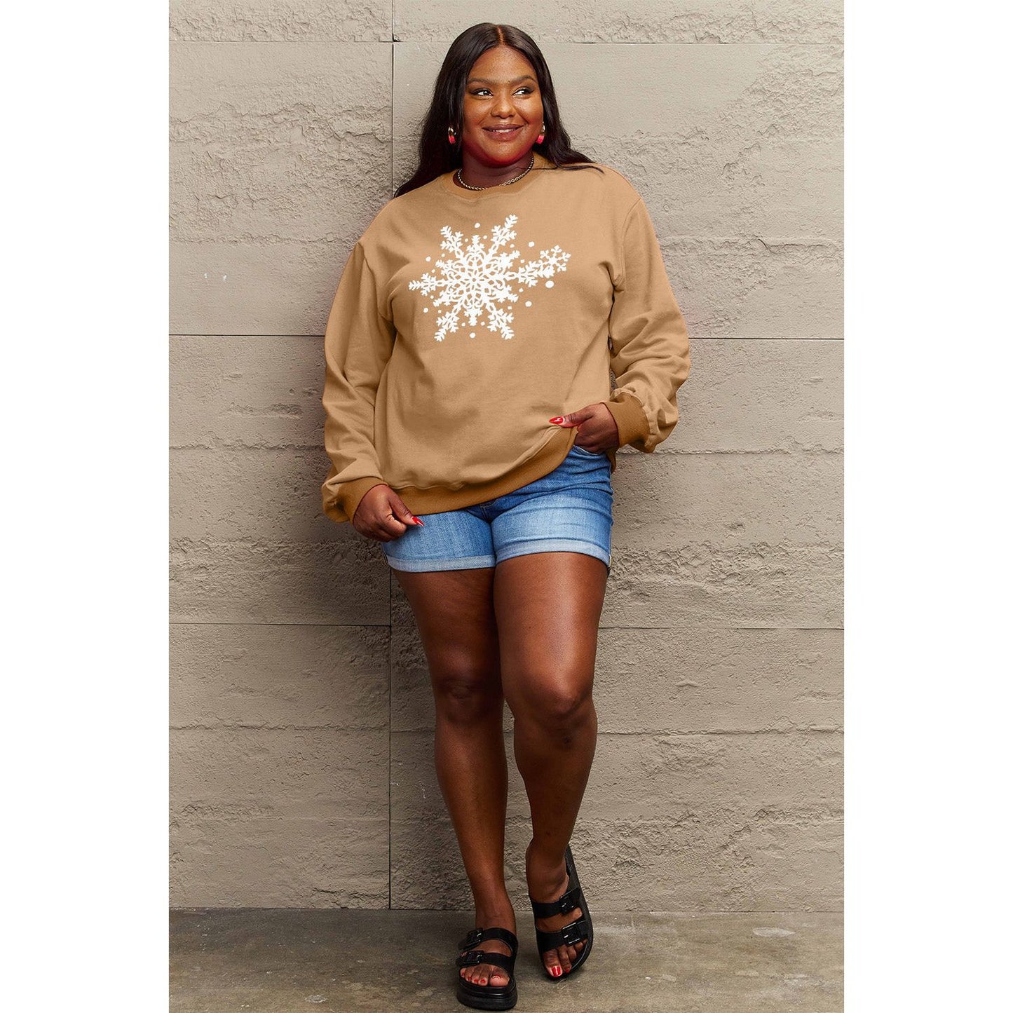 Simply Love Full Size Snowflake Graphic Sweatshirt