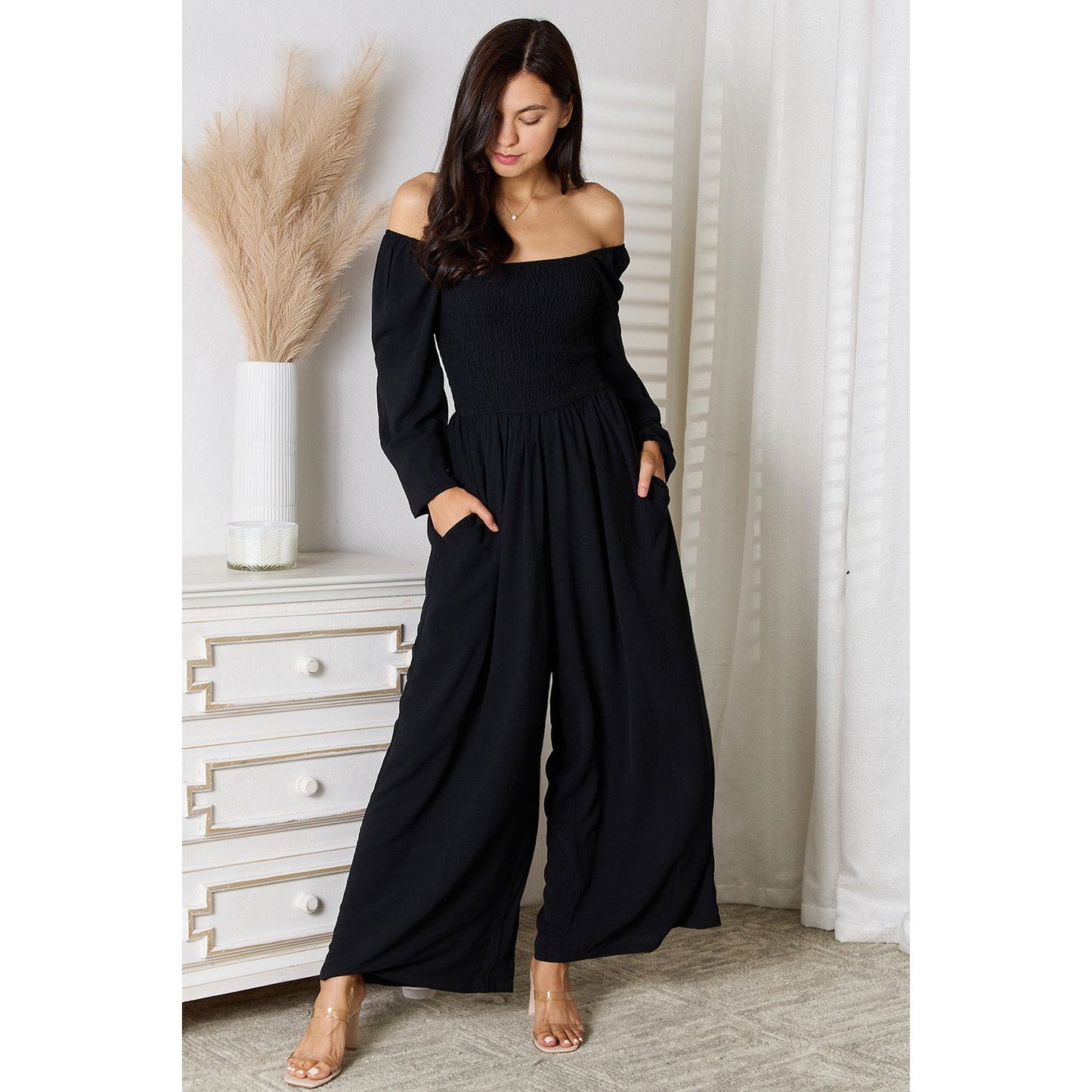 Double Take Square Neck Jumpsuit with Pockets