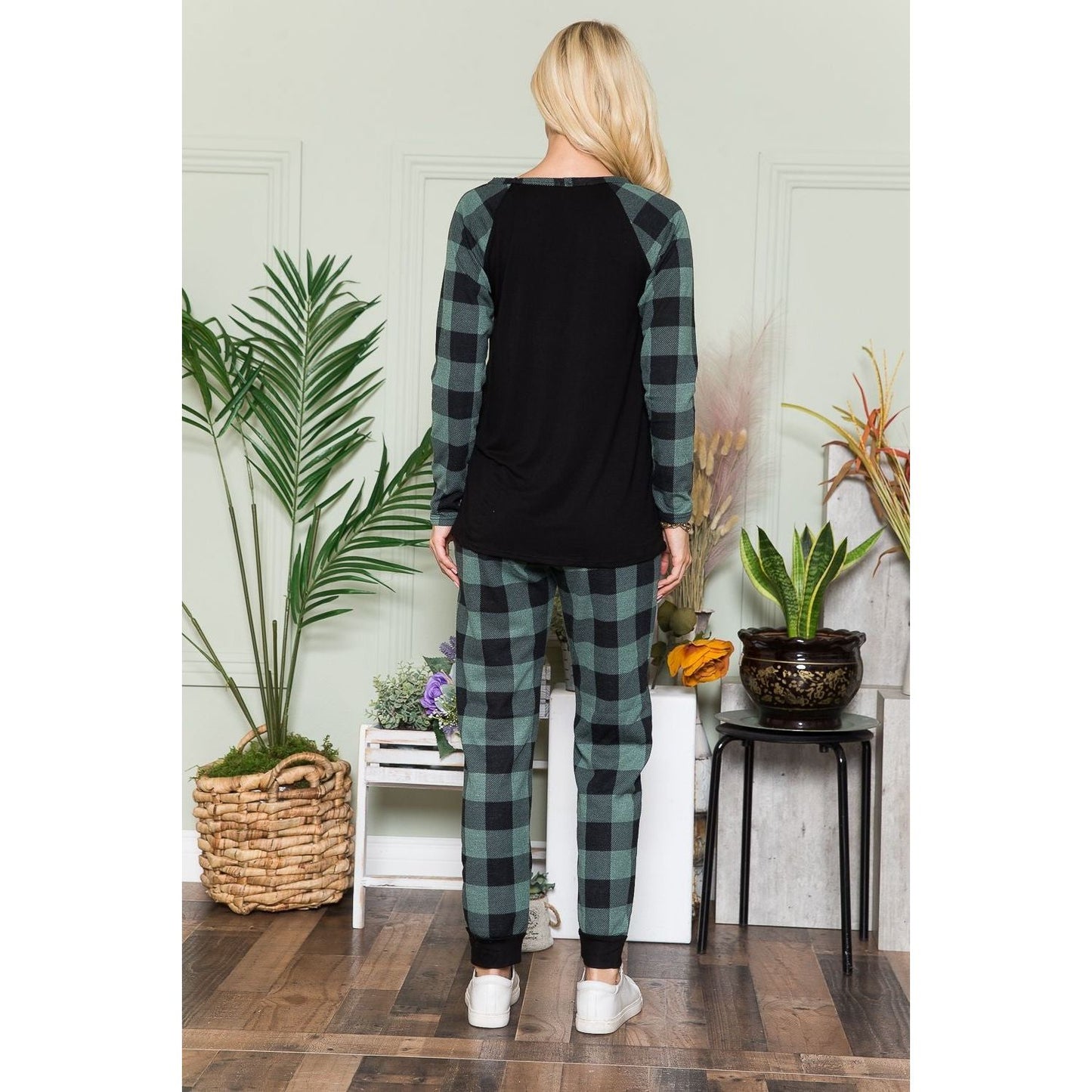 Celeste Plaid Long Sleeve T-Shirt with Pockets