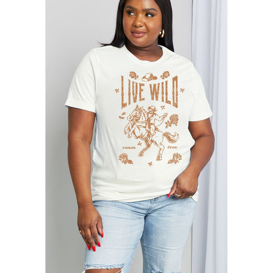 Simply Love Simply Love Full Size LIVE WILD ROAM FREE Graphic Cotton Tee