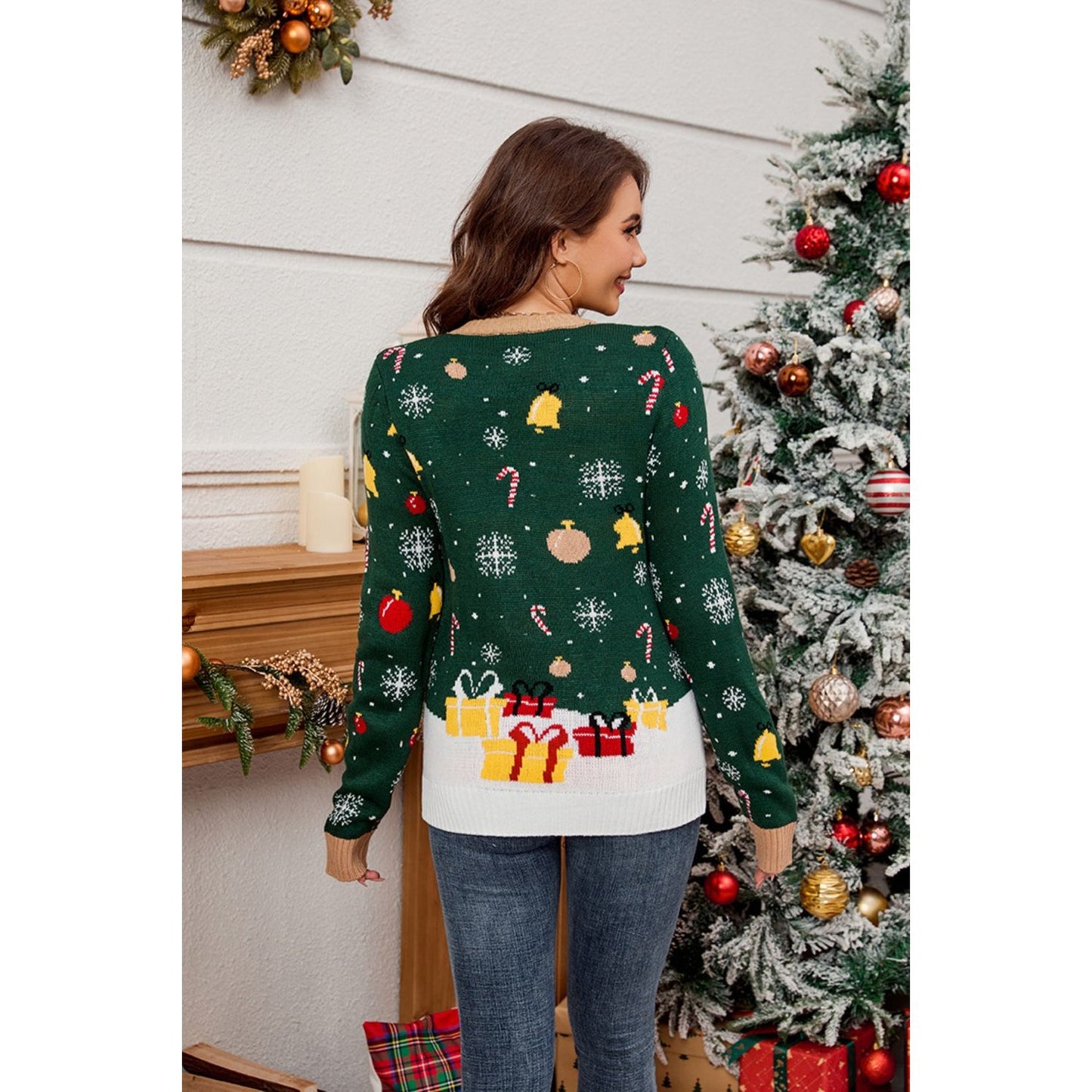 Santa Round Neck Long Sleeve Sweater