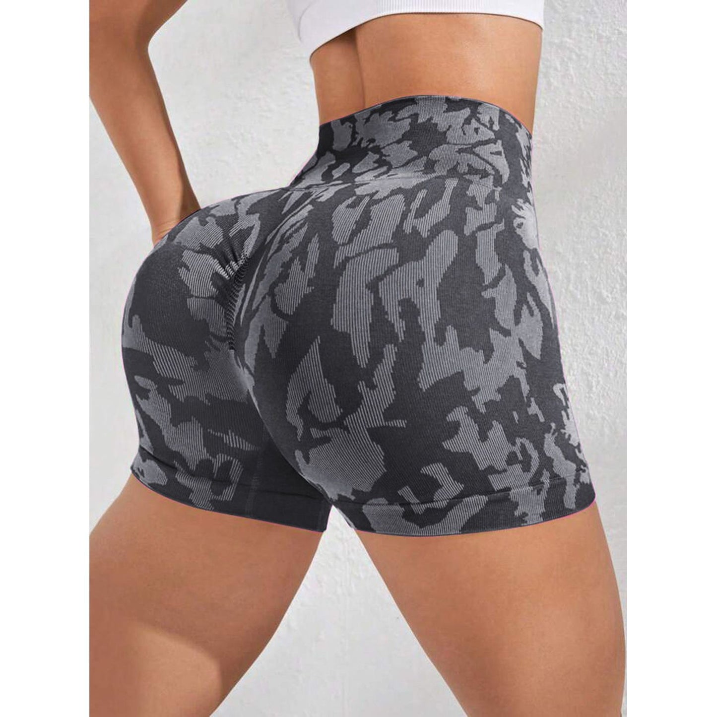 Printed High Waist Active Shorts