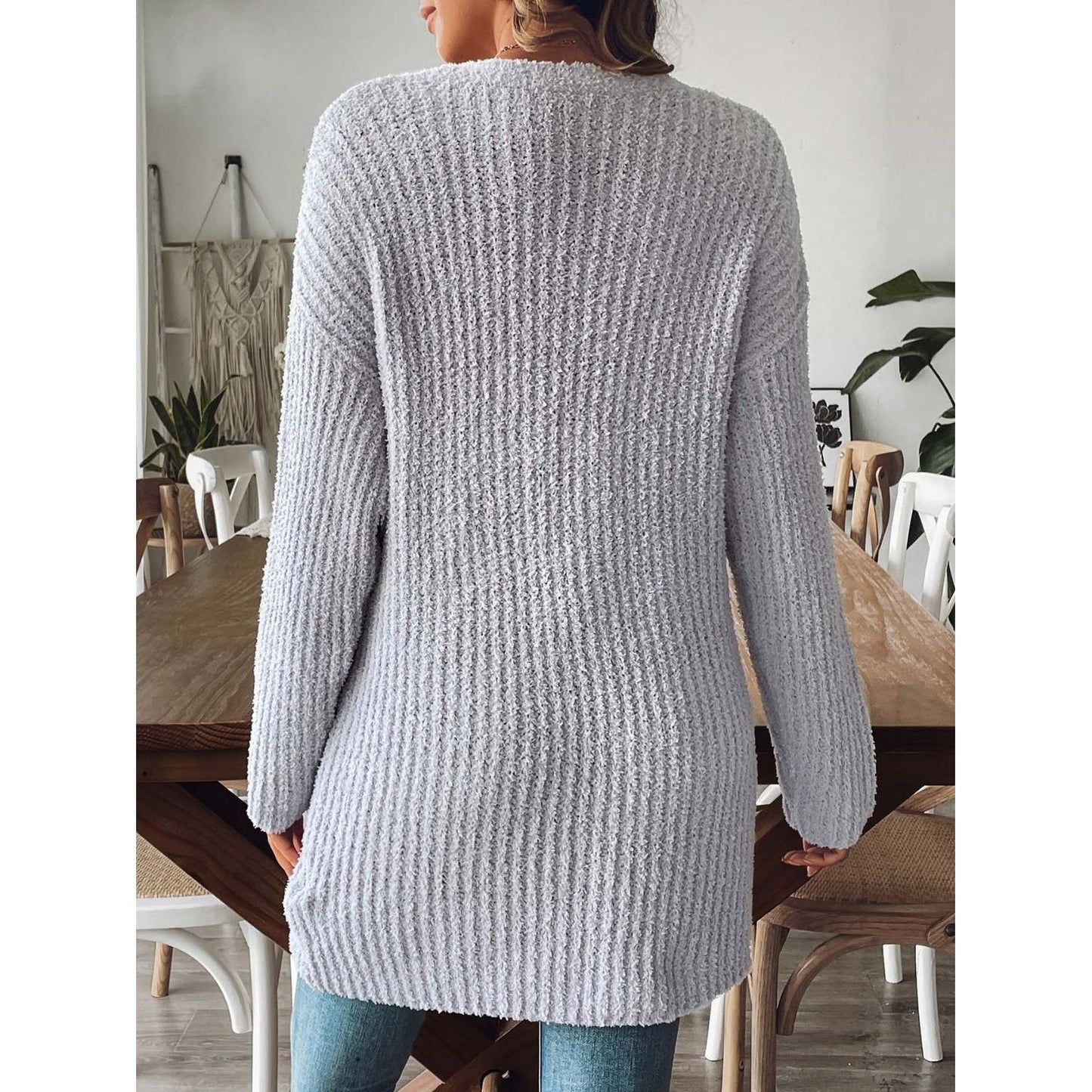 Open Front Long Sleeve Cardigan