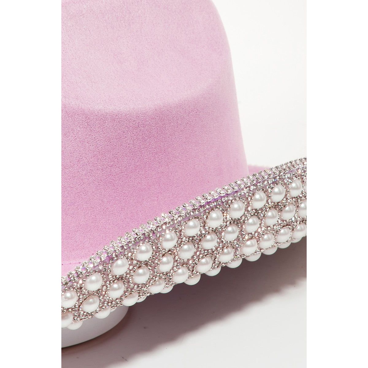 Fame Pave Rhinestone Pearl Trim Cowboy Hat