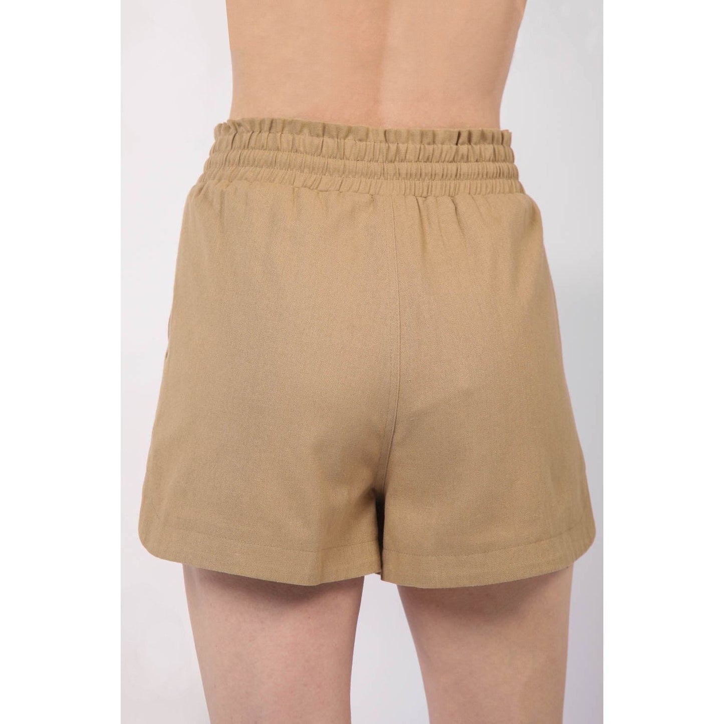 VERY J Drawstring Elastic Waist Linen Shorts