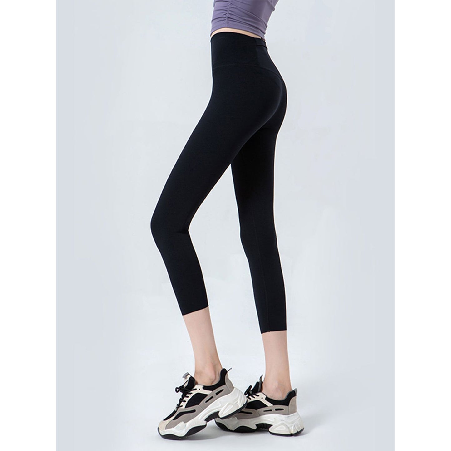 Wide Waistband Cropped Sports Leggings