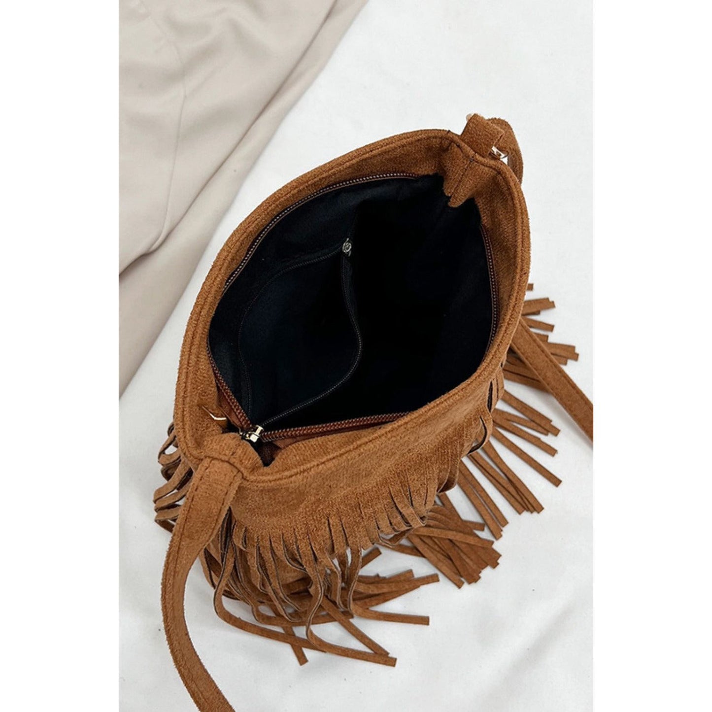 Suede Fringe Shoulder Bag