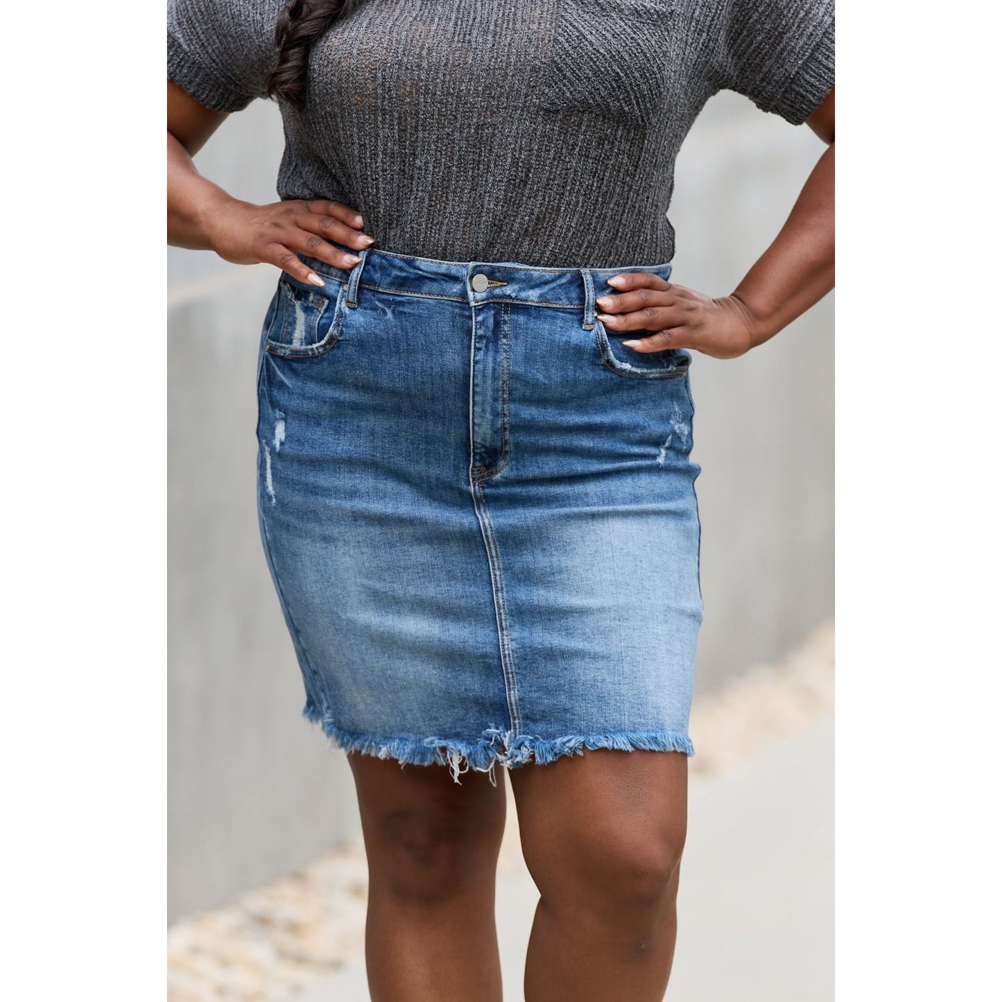 RISEN Amelia Full Size Denim Mini Skirt