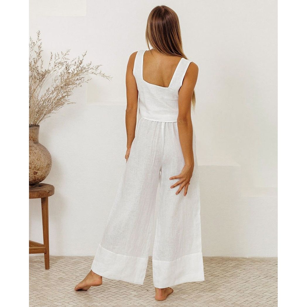 Square Neck Sleeveless Top and Pants Set