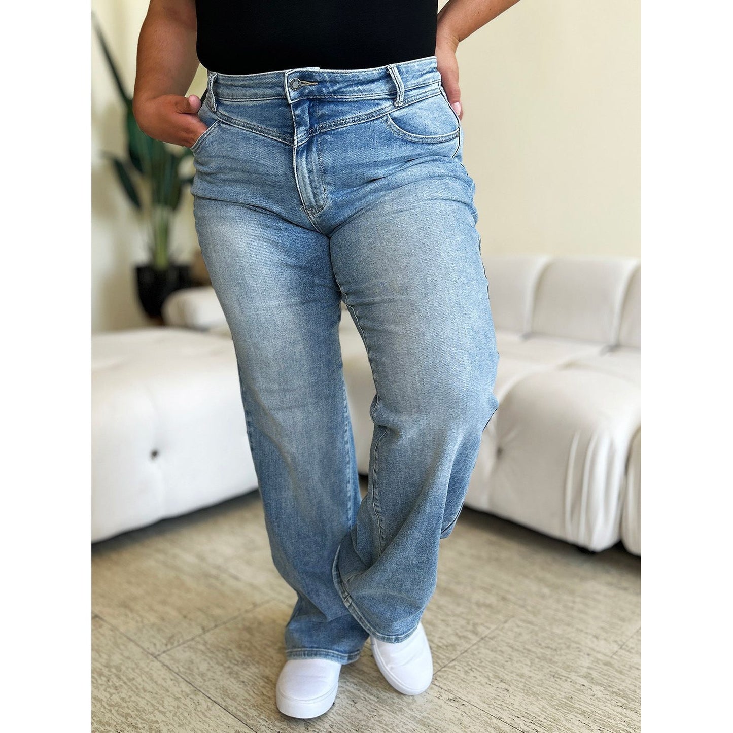 Judy Blue Full Size High Waist Wide Leg Jeans