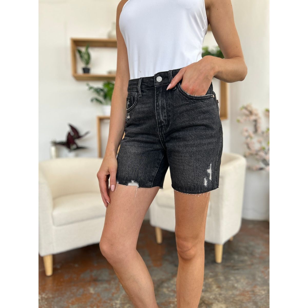 Judy Blue Full Size High Waist Rigid Magic Denim Shorts