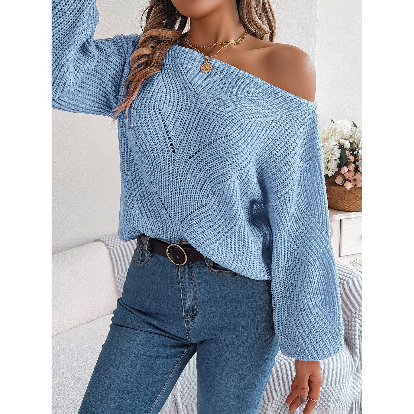 Openwork Long Sleeve Sweater