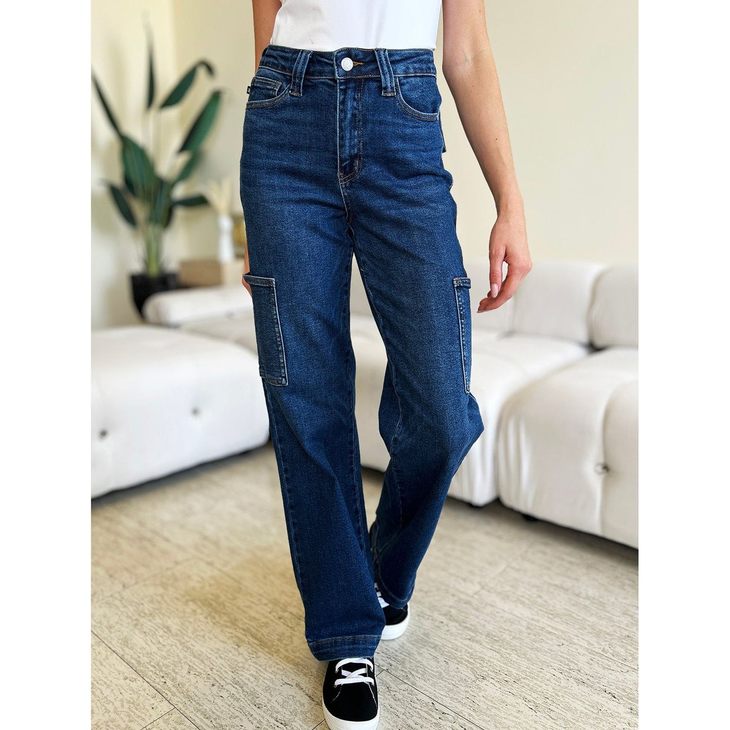 Judy Blue Full Size High Waist Straight Cargo Jeans