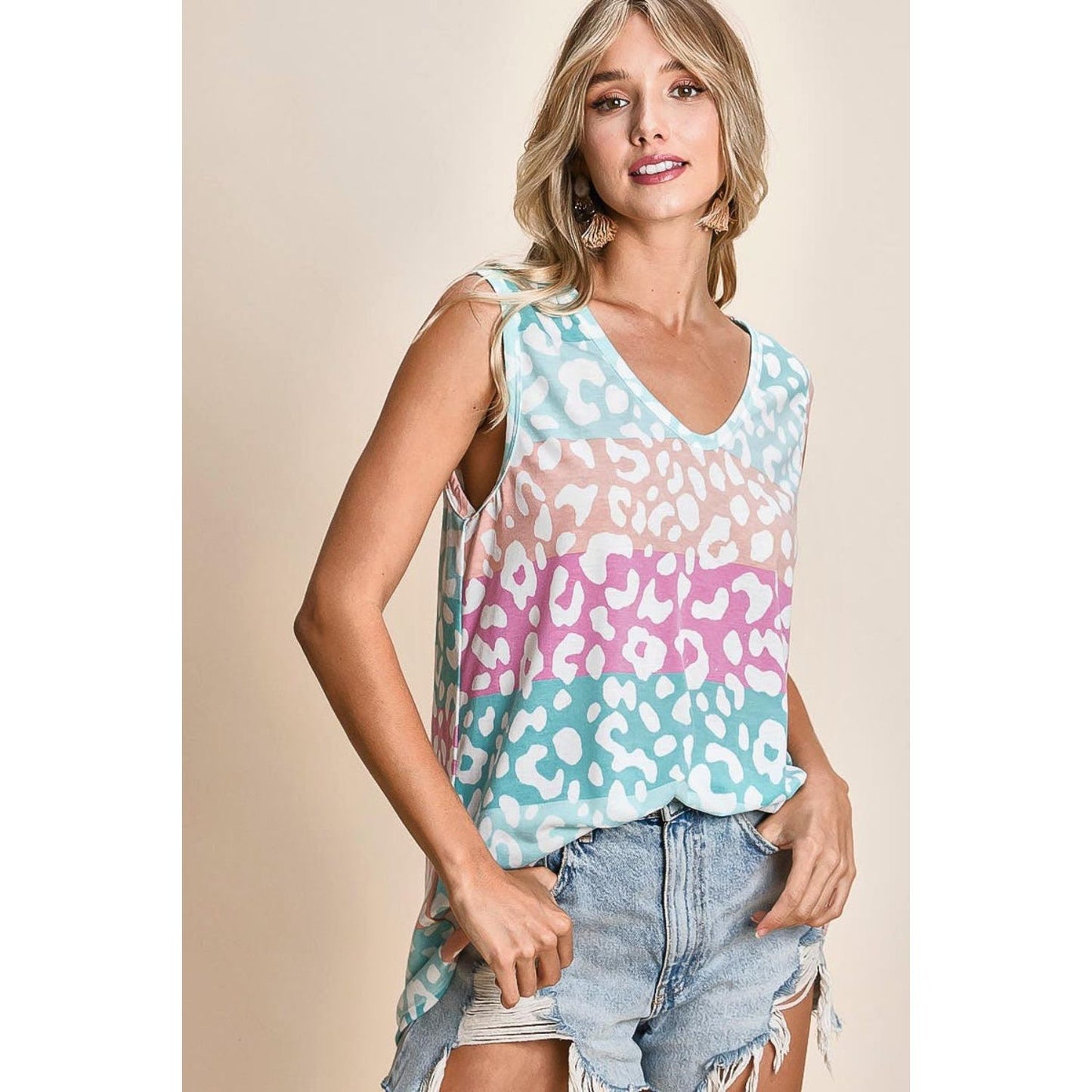 BiBi Leopard V-Neck Tank