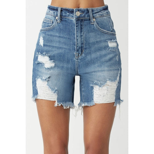 RISEN High Waisted Distressed Denim Shorts