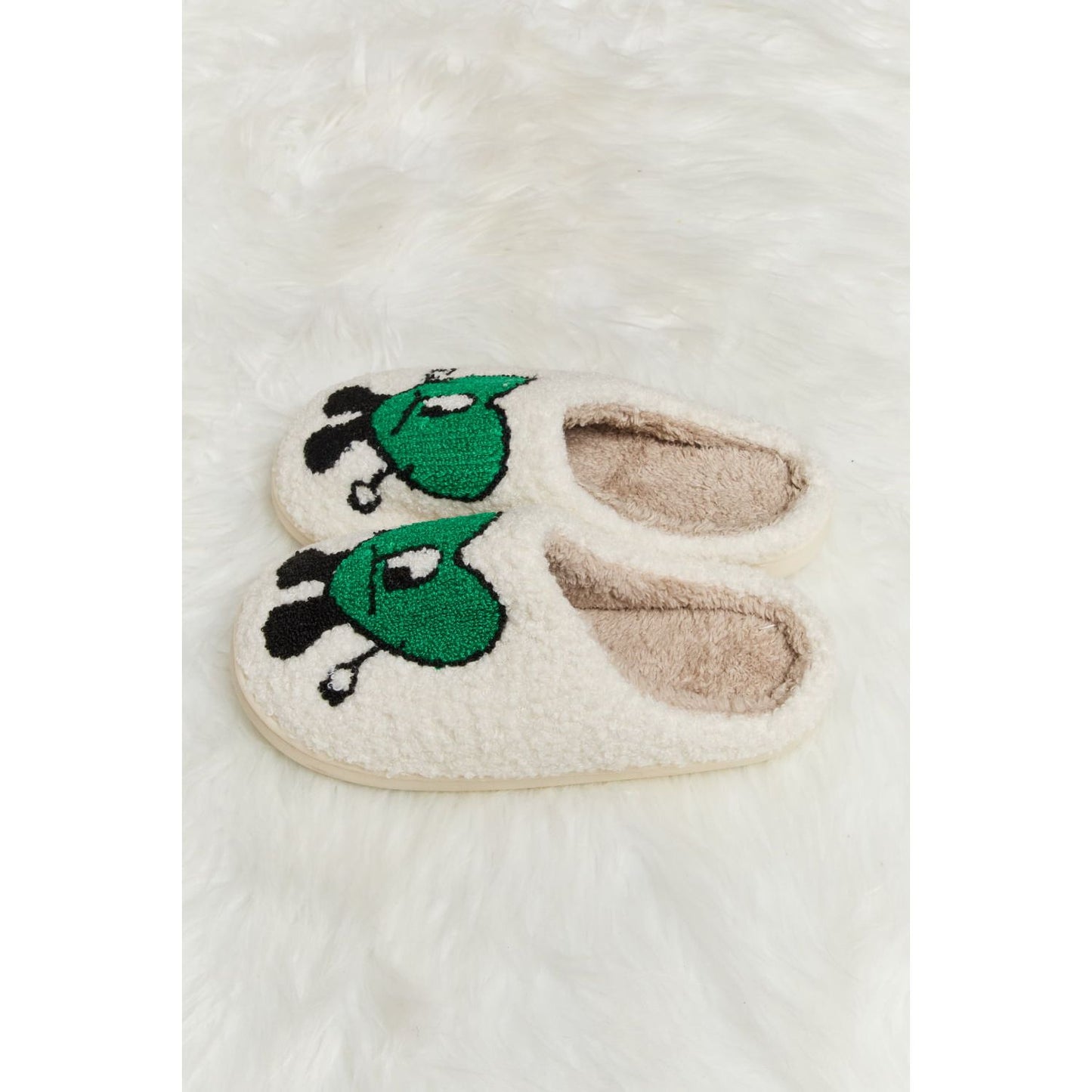 Melody Love Heart Print Plush Slippers