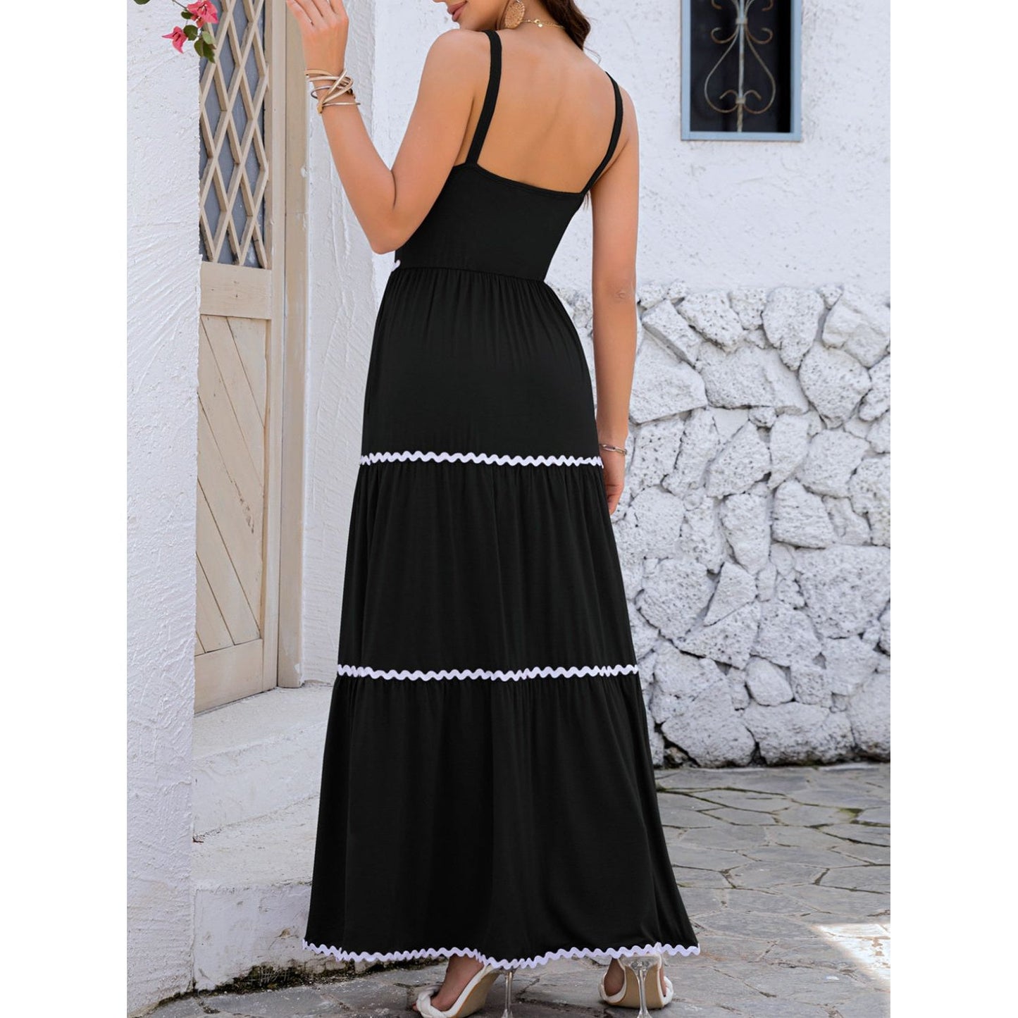 Tiered Square Neck Maxi Cami Dress