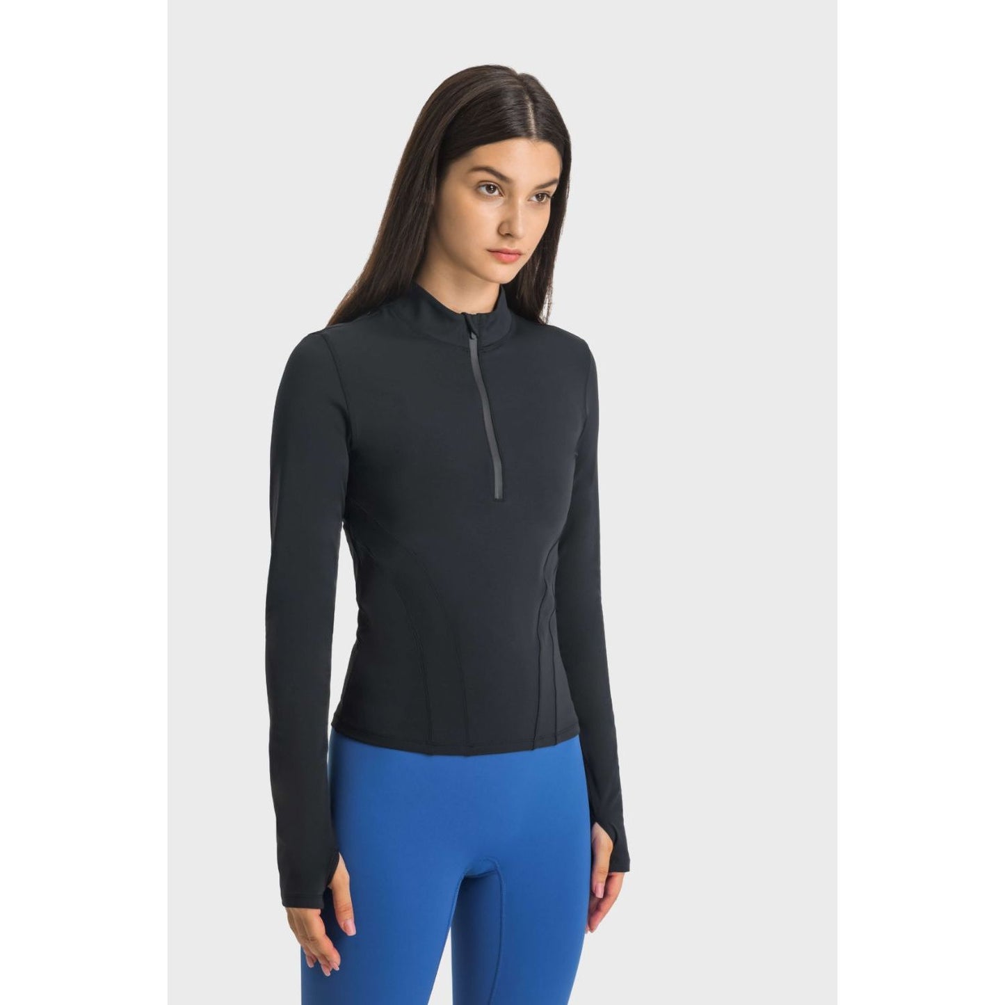 Half Zip Thumbhole Sleeve Sports Top