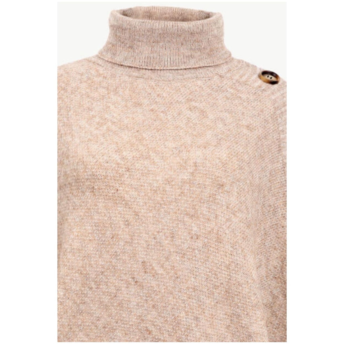 Turtleneck Buttoned Poncho