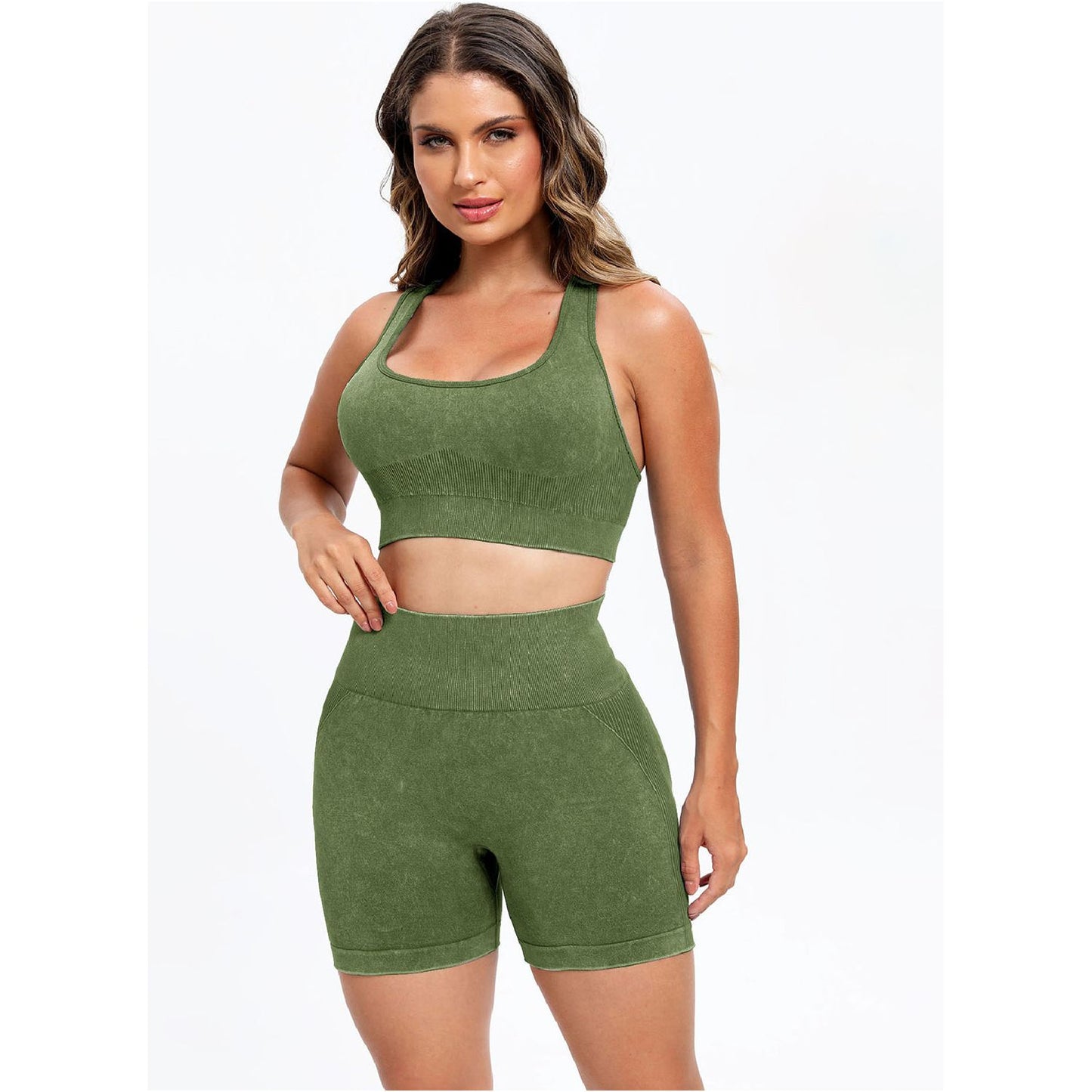 Scoop Neck Wide Strap Top and Shorts Active Set