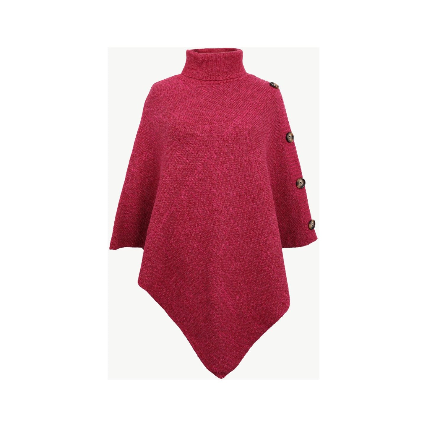 Turtleneck Buttoned Poncho