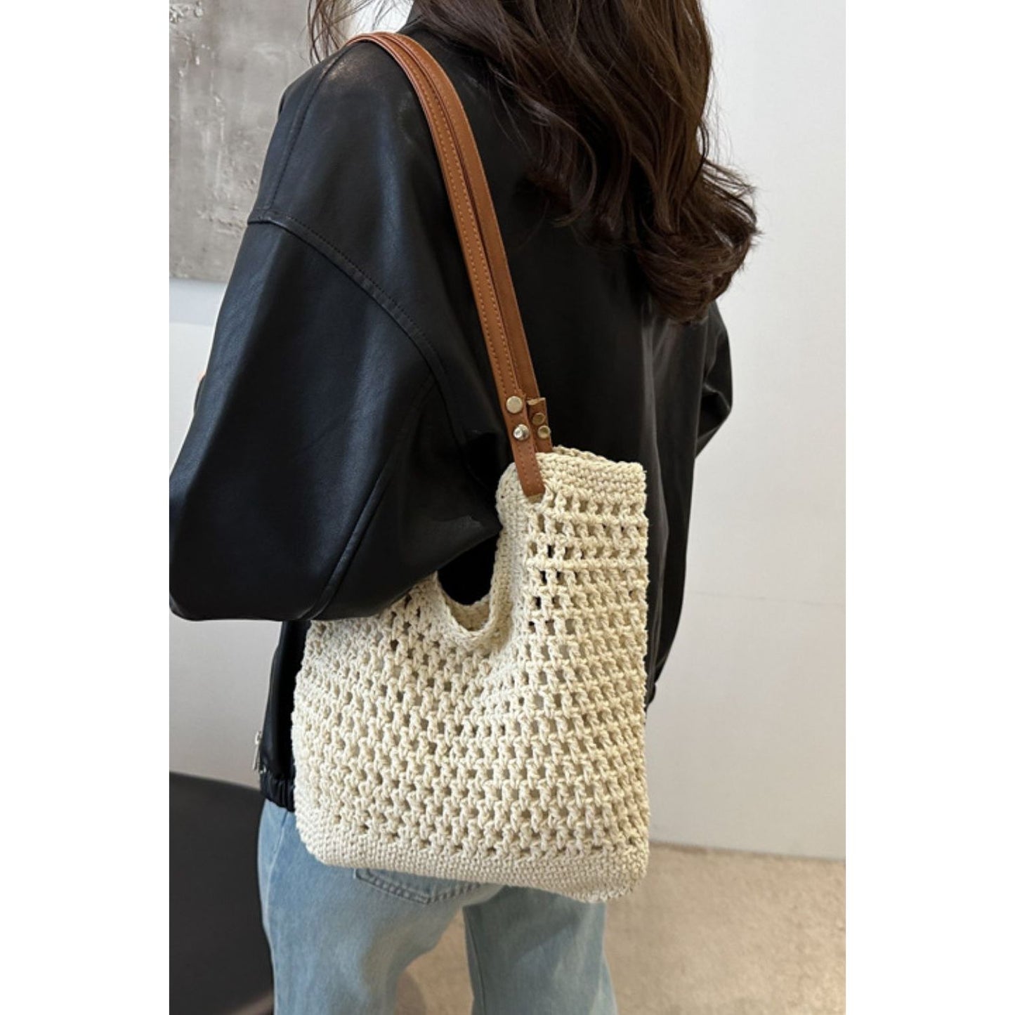 Openwork Woven Tote Bag