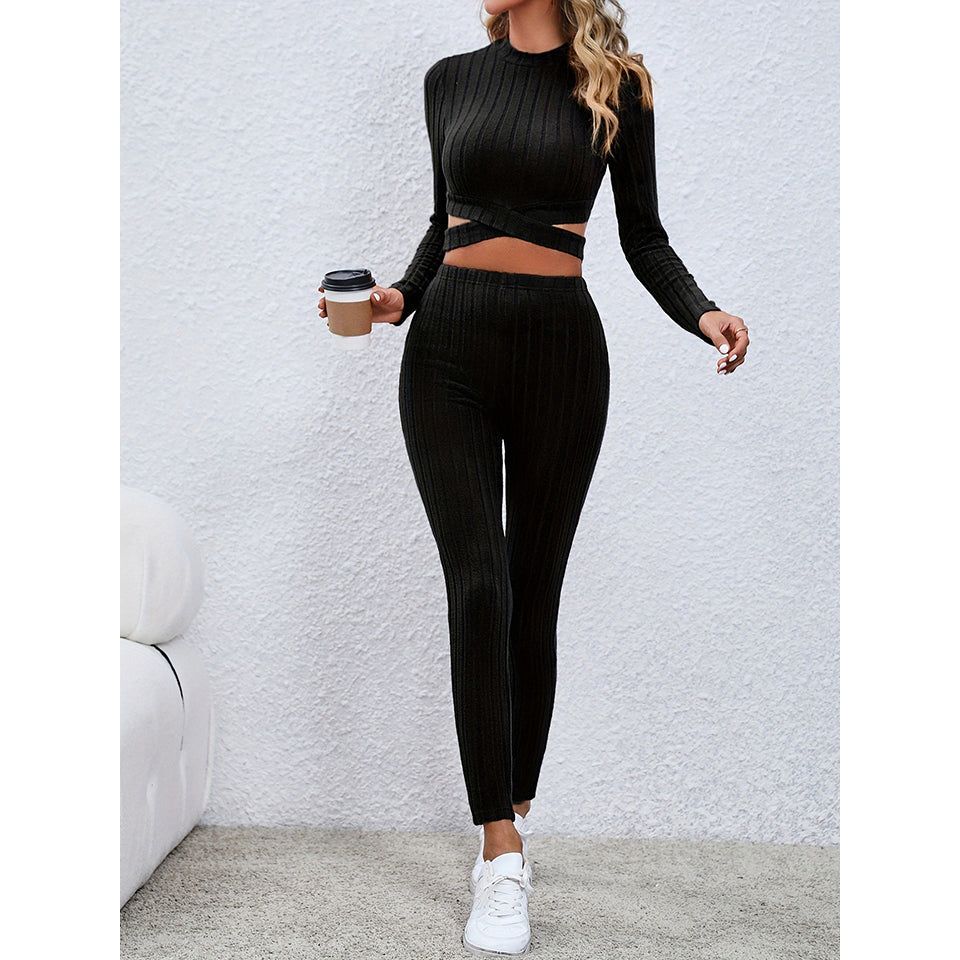 Crisscross Knit Top and Leggings Set