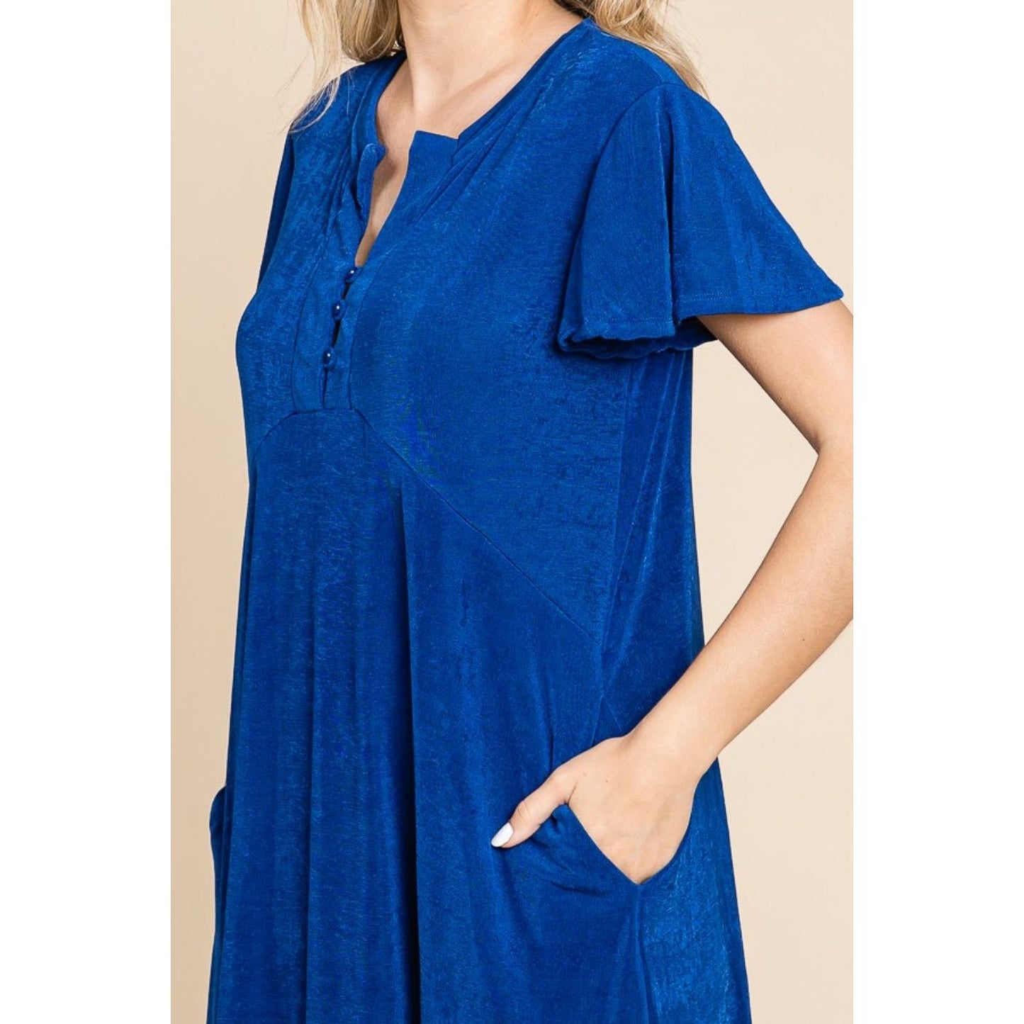 Culture Code Full Size Short Sleeve Ruffled Asymmetric Hem Dress