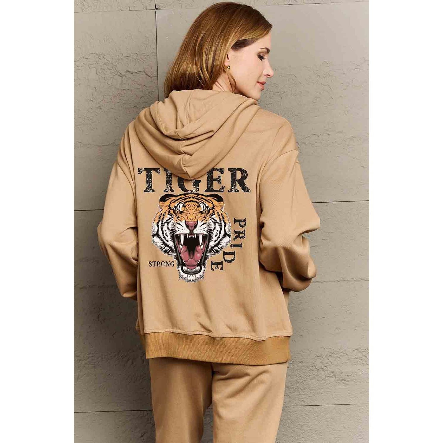 Simply Love Full Size TIGER STRONG PRIDE Graphic Hoodie