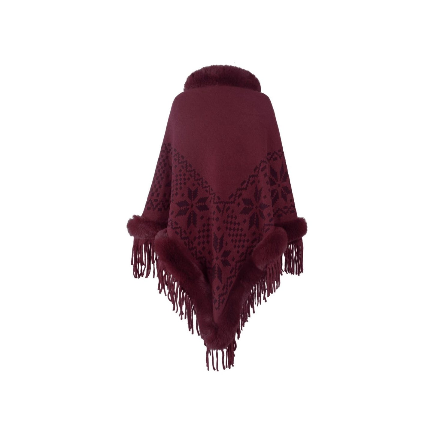 Fringe Geometric Cape Sleeve Poncho