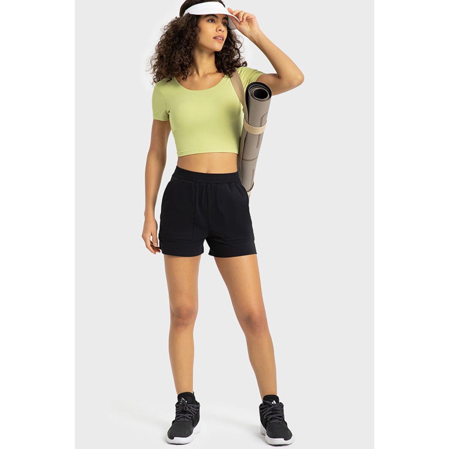 Elastic Waist Sports Shorts with Pockets