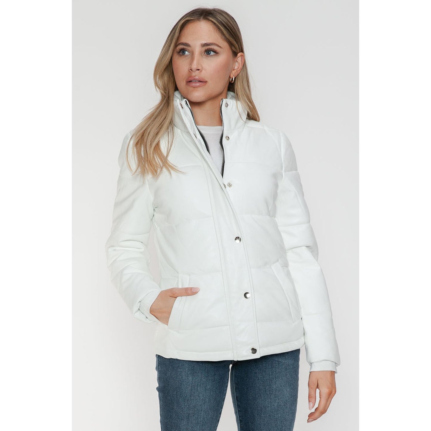 YMI Pocketed Zip Up Turtleneck Puffer Jacket