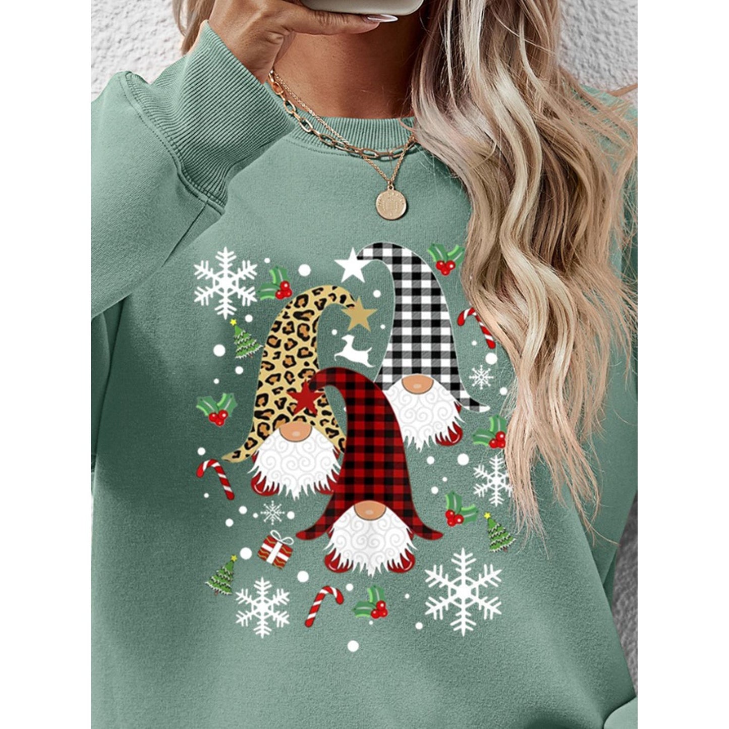 Faceless Gnomes Graphic Drop Shoulder Sweatshirt