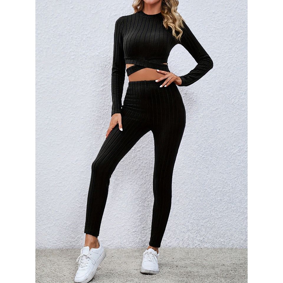 Crisscross Knit Top and Leggings Set