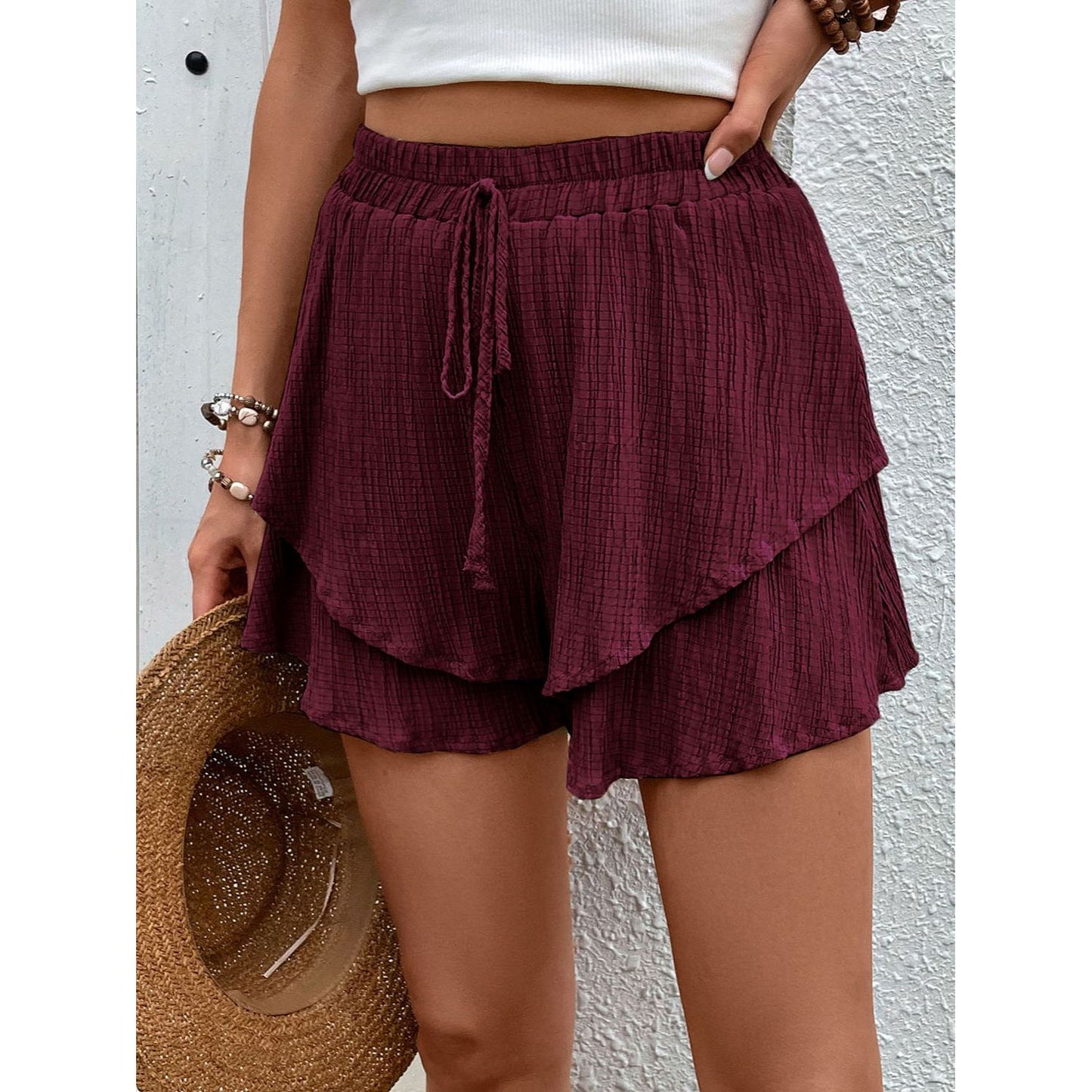 Perfee Tied Layered High Waist Shorts