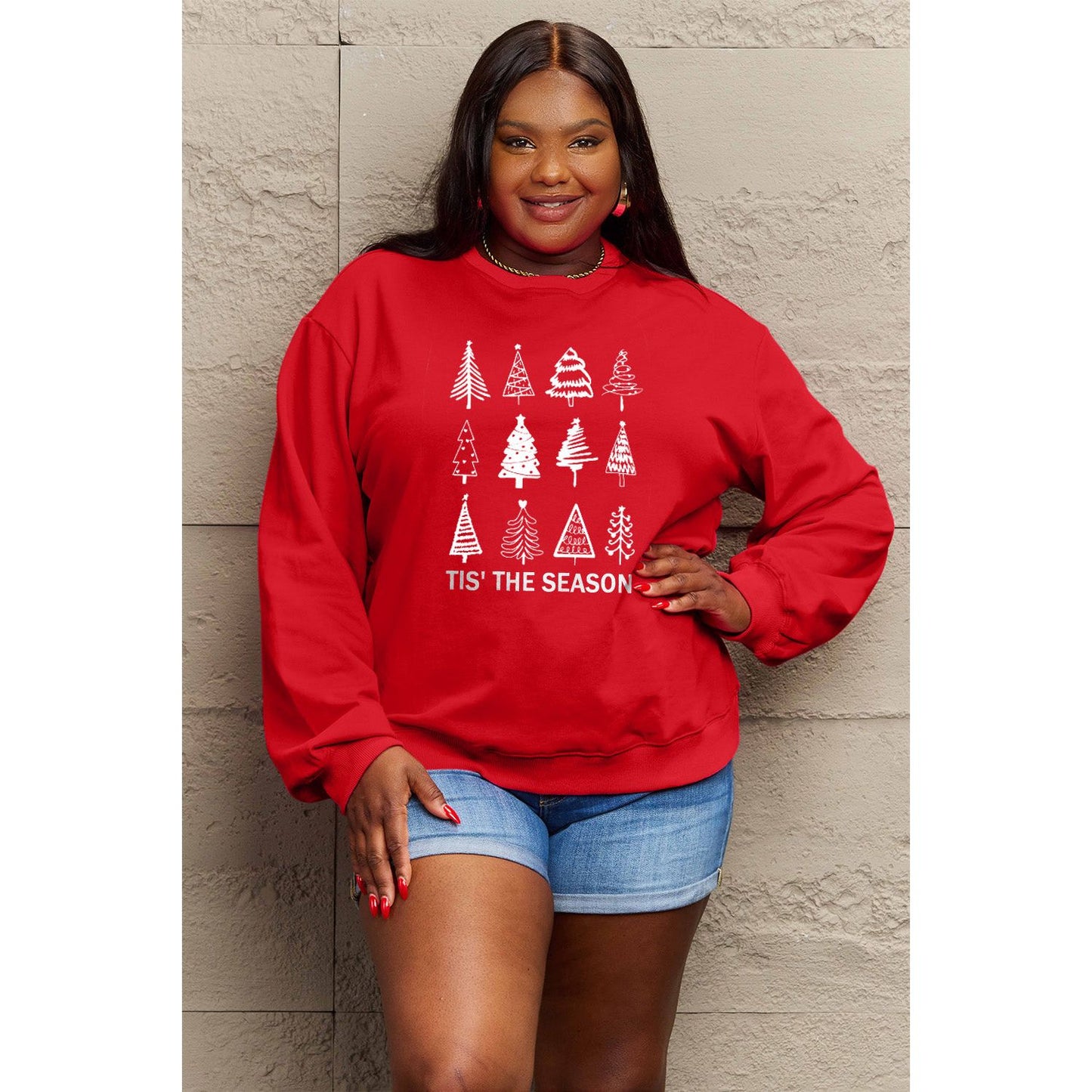 Simply Love Full Size Christmas Tree Graphic Sweatshirt