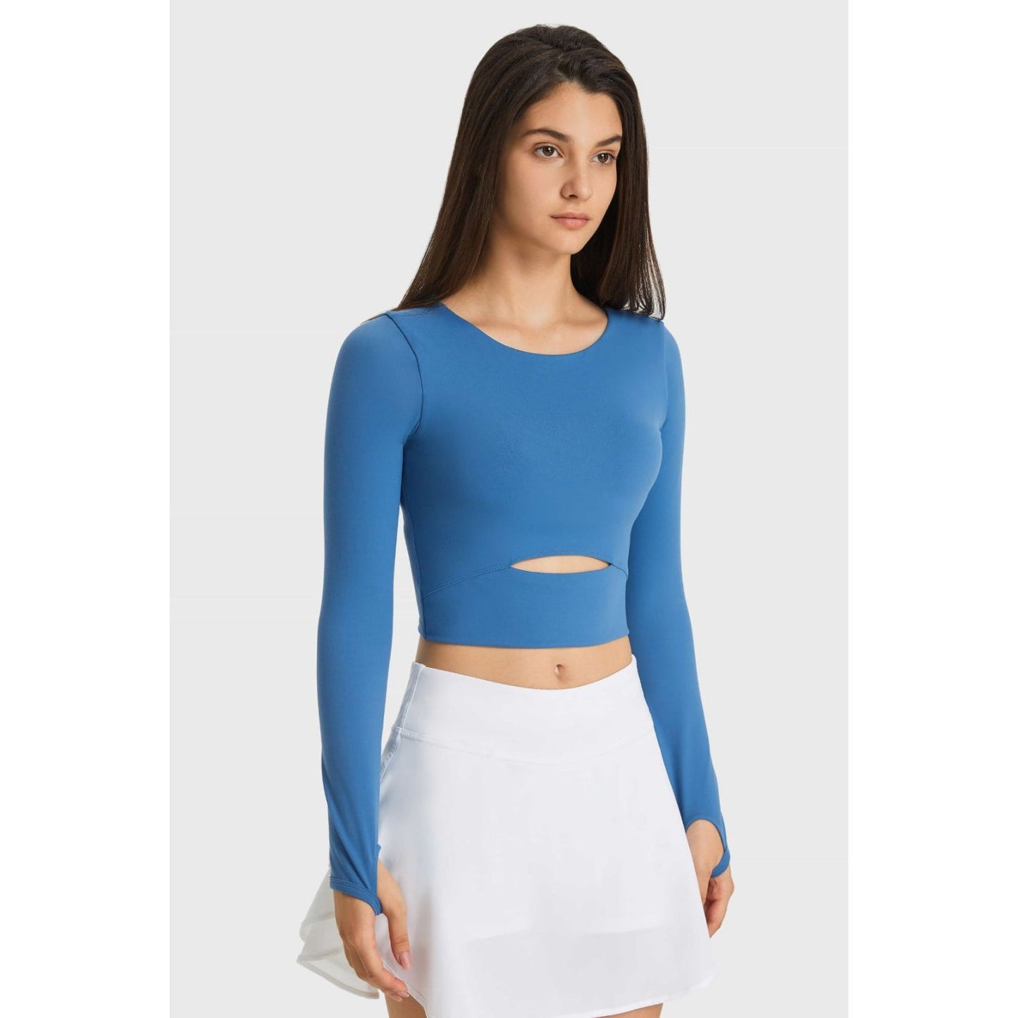 Cutout Long Sleeve Cropped Sports Top