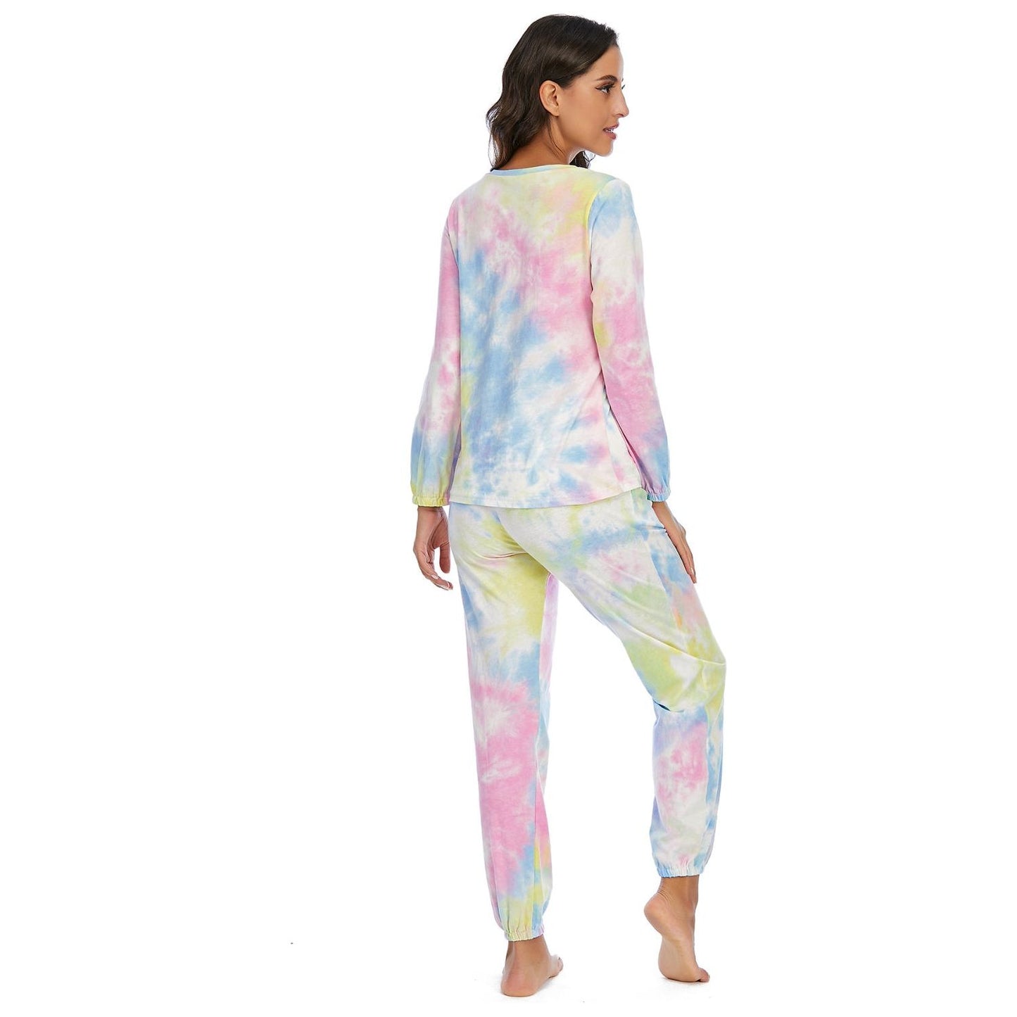 Tie-Dye Top and Drawstring Pants Lounge Set