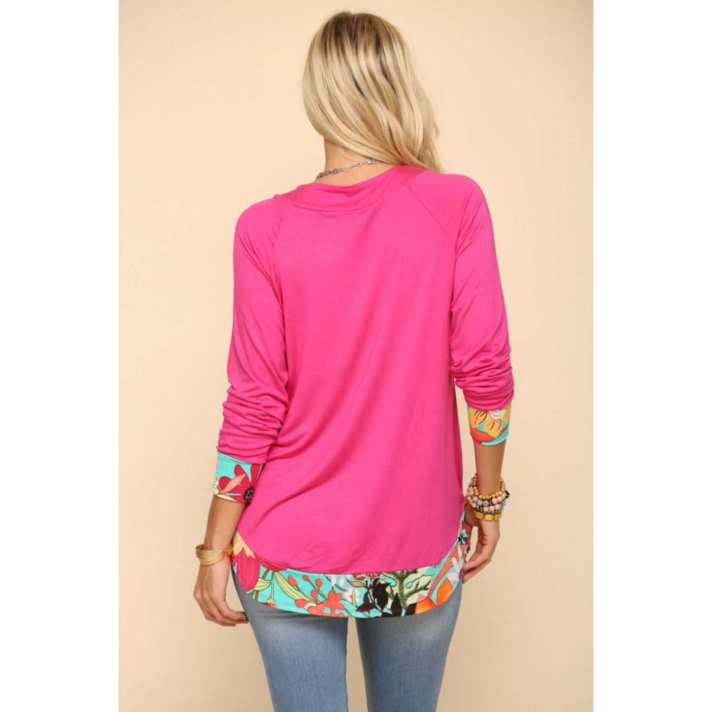 Celeste Full Size Tropical Print Long Sleeve T-Shirt