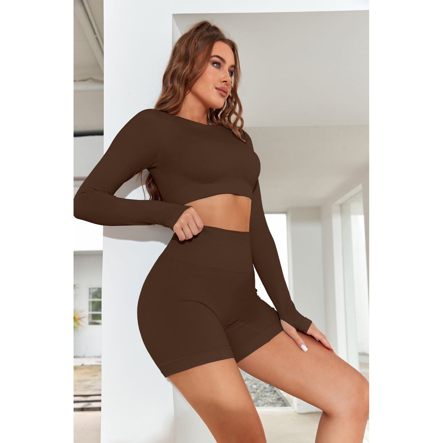 Round Neck Long Sleeve Active Top