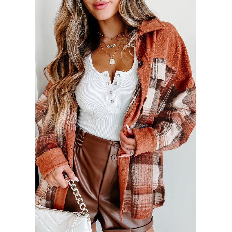 Plaid Button Up Long Sleeve Jacket