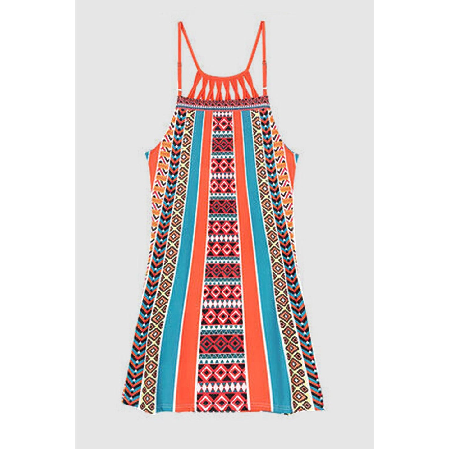 Printed Grecian Neck Mini Dress