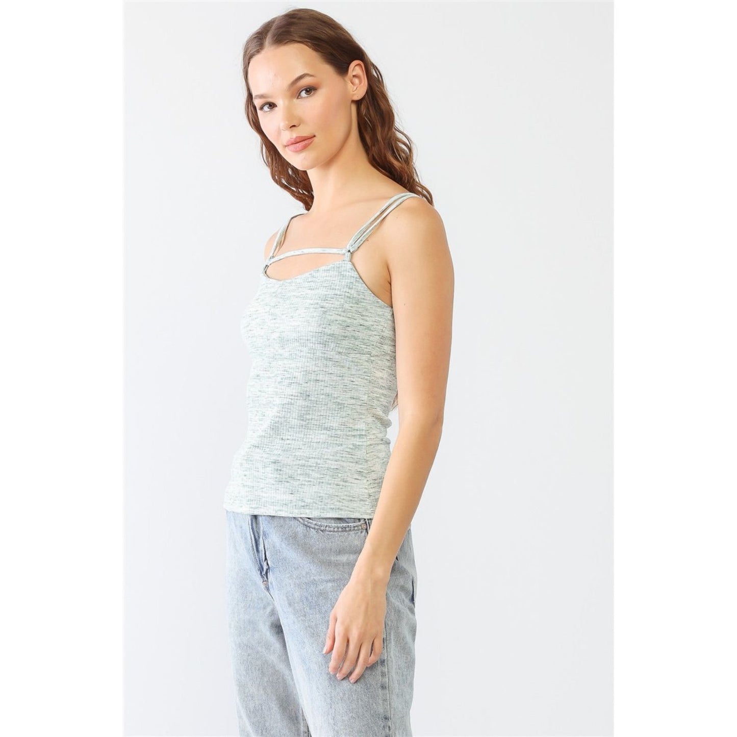 Le Lis Heathered Ribbed Adjustable Strap Cami