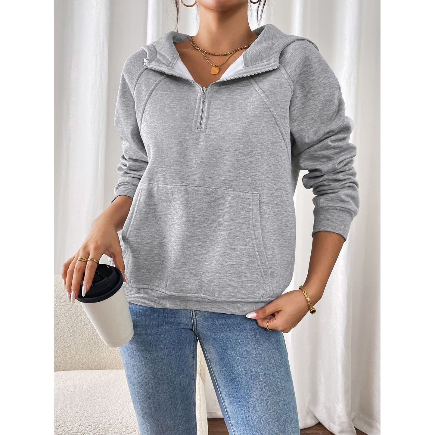 Perfee Half Zip Long Sleeve Hoodie