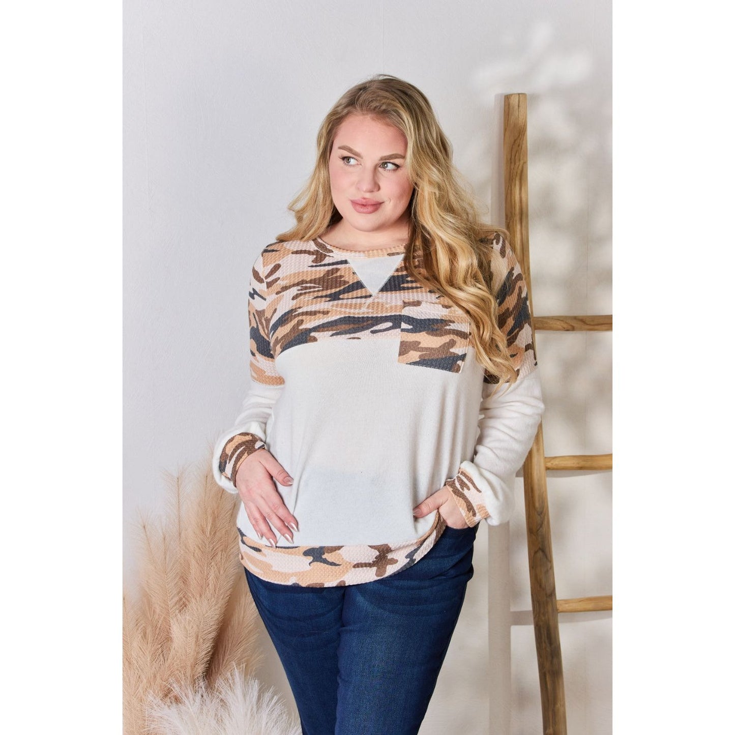 Hailey & Co Full Size Printed Round Neck Blouse