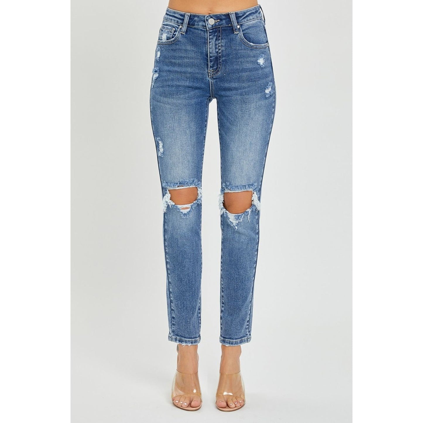 Risen Full Size High Rise Knee Distressed Skinny Jeans