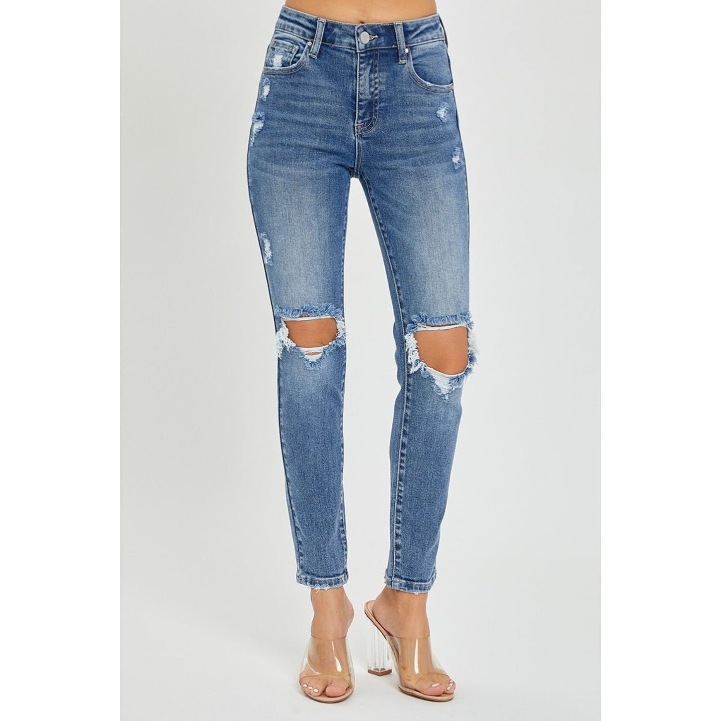 Risen Full Size High Rise Knee Distressed Skinny Jeans