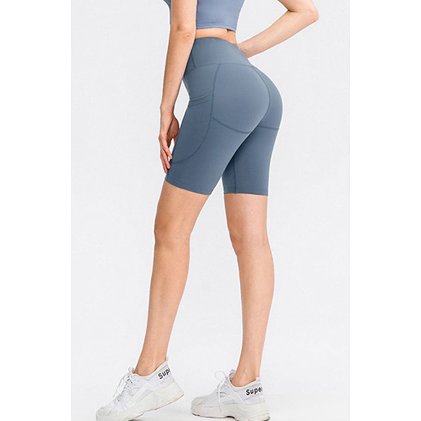 Wide Waistband Sports Shorts with Pockets